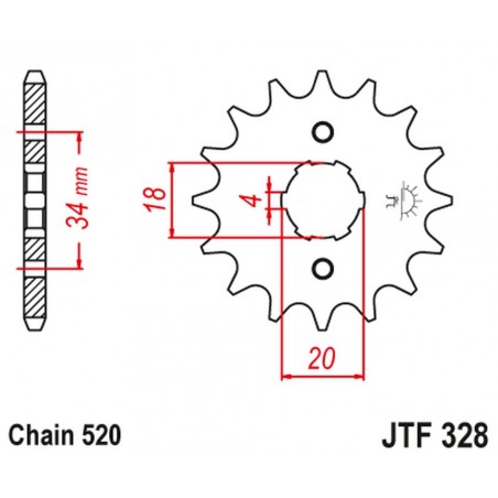 JT 2021/12 ZĘBATKA PRZEDNIA 273 15 HONDA XR 200R, XL 200R '81-'83 (27315JT) (ŁAŃC. 520)