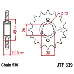 JT 2021/12 ZĘBATKA PRZEDNIA 339 15 HONDA VFR 750 86-87, CBX 750F 84-86, VFR 800 '02-'14 (33915JT) (ŁAŃC. 530)