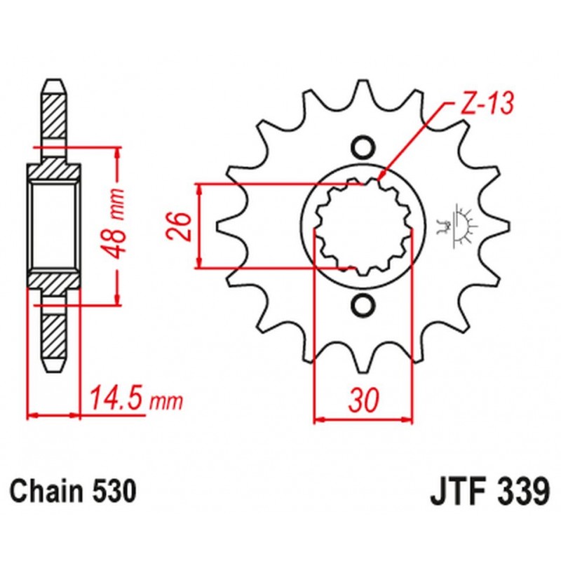 JT 2021/12 ZĘBATKA PRZEDNIA 339 15 HONDA VFR 750 86-87, CBX 750F 84-86, VFR 800 '02-'14 (33915JT) (ŁAŃC. 530)