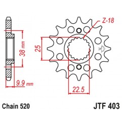 JT 2021/12 ZĘBATKA PRZEDNIA 2200 13 BMW G 450 X '08-11', HUSQVARNA 449/511 TC/TE/SM '11-12' (220013JT) (ŁAŃC. 520)