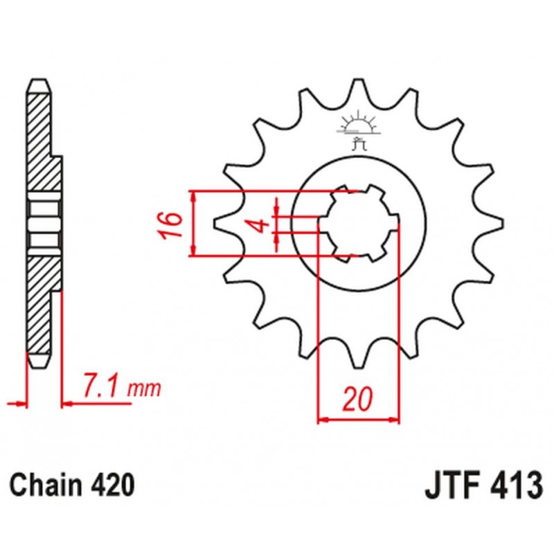 JT 2021/12 ZĘBATKA PRZEDNIA 413 15 SUZUKI RMX 50, TS 50 (41315JT) (ŁAŃC. 420)