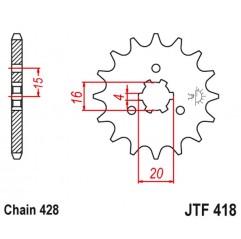 JT 2021/12 ZĘBATKA PRZEDNIA 416 13 KAWASAKI KX 125 '77-79', KC/KE/KH/KS/KE/KM 90/100/125/175 '77-98' (41613JT) (ŁAŃC. 428)