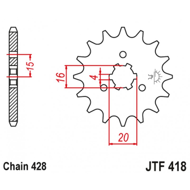 JT 2021/12 ZĘBATKA PRZEDNIA 416 13 KAWASAKI KX 125 '77-79', KC/KE/KH/KS/KE/KM 90/100/125/175 '77-98' (41613JT) (ŁAŃC. 428)