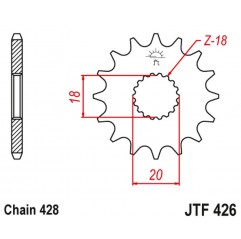 JT 2021/12 ZĘBATKA PRZEDNIA 426 15 SUZUKI GN 125 '92-'00, GS 125 '79-'00 (42615JT) (ŁAŃC. 428)