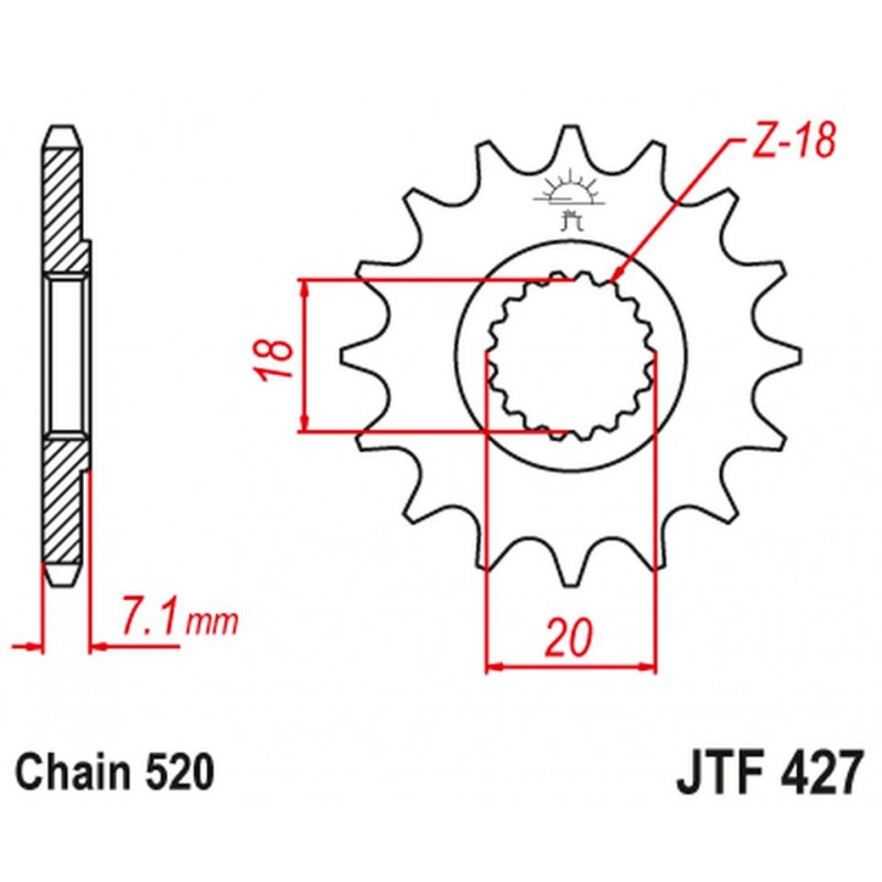 JT 2021/12 ZĘBATKA PRZEDNIA 432 11 SUZUKI RM 125 '92-'07, RMZ 250 '10-'12 (43211JT) (ŁAŃC. 520)