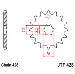 JT 2021/12 ZĘBATKA PRZEDNIA 428 12 SUZUKI DR-Z 50 '19-21', DR-Z 70 '08-18', DS/JR/RM/RG/GT/TS 80 '77-03' (42812JT) (ŁAŃC. 428)