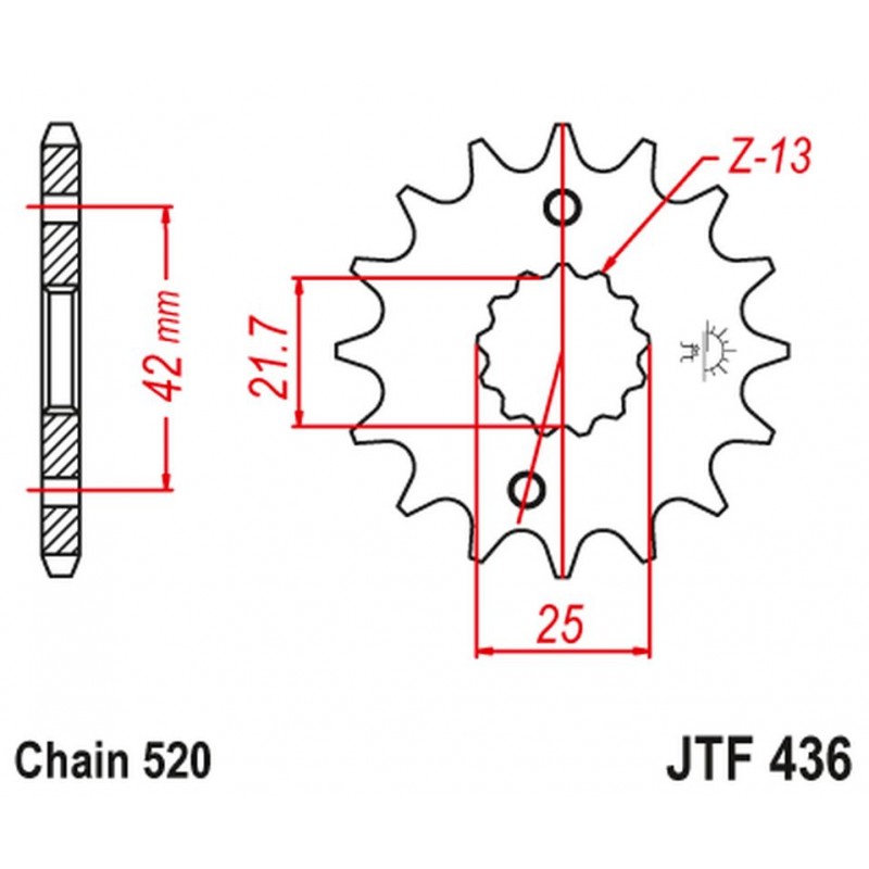 JT 2021/12 ZĘBATKA PRZEDNIA 438 14 SUZUKI GSX 400 F '81-'86, RG 250 GAMMA '83-'88 (43814JT) (ŁAŃC. 520) - MOŻE ZASTĄPIĆ JTF565.1