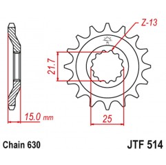 JT 2021/12 ZĘBATKA PRZEDNIA 528 15 KAWASAKI GPZ 750 UNITRACK '82-89' (52815JT) (ŁAŃC. 630)