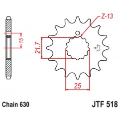 JT 2021/12 ZĘBATKA PRZEDNIA 518 15 KAWASAKI Z 650 /750 '79-'83 (51815JT) (ŁAŃC. 630)