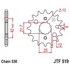 JT 2021/12 ZĘBATKA PRZEDNIA 566 15 / 513 15 KAWASAKI VN 800 A,B,C 96-06 (56615JT) (ŁAŃC. 530)