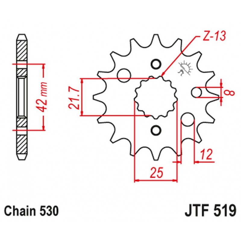 JT 2021/12 ZĘBATKA PRZEDNIA 566 15 / 513 15 KAWASAKI VN 800 A,B,C 96-06 (56615JT) (ŁAŃC. 530)