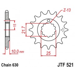 JT 2021/12 ZĘBATKA PRZEDNIA 518 15 KAWASAKI Z 900 A4 '76', Z 1000 '77-80' (51815JT) (ŁAŃC. 630)