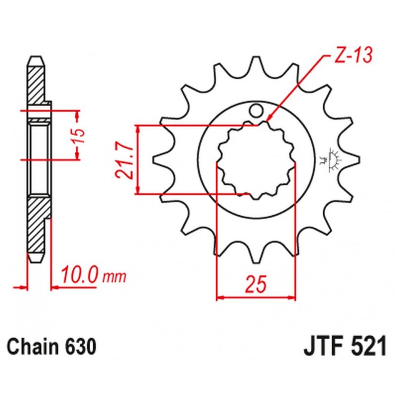 JT 2021/12 ZĘBATKA PRZEDNIA 518 15 KAWASAKI Z 900 A4 '76', Z 1000 '77-80' (51815JT) (ŁAŃC. 630)