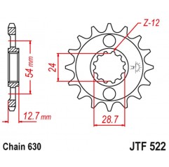 JT 2021/12 ZĘBATKA PRZEDNIA 522 15 KAWASAKI Z 1000 '81-83', GPZ 1100 '81-82' Z 1100 '84-86' (52215JT) (ŁAŃC. 630)