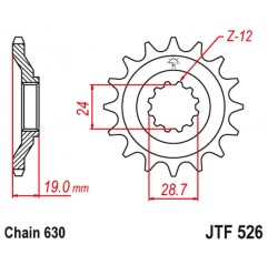 JT 2021/12 ZĘBATKA PRZEDNIA 527M 15 KAWASAKI GPZ 1000 A1-A3 '86-89' (527M15JT) (ŁAŃC. 630)