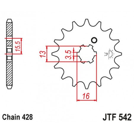 JT 2021/12 ZĘBATKA PRZEDNIA 542 13 YAMAHA DT 80 MX-S '83-84' (54213JT) (ŁAŃC. 428)