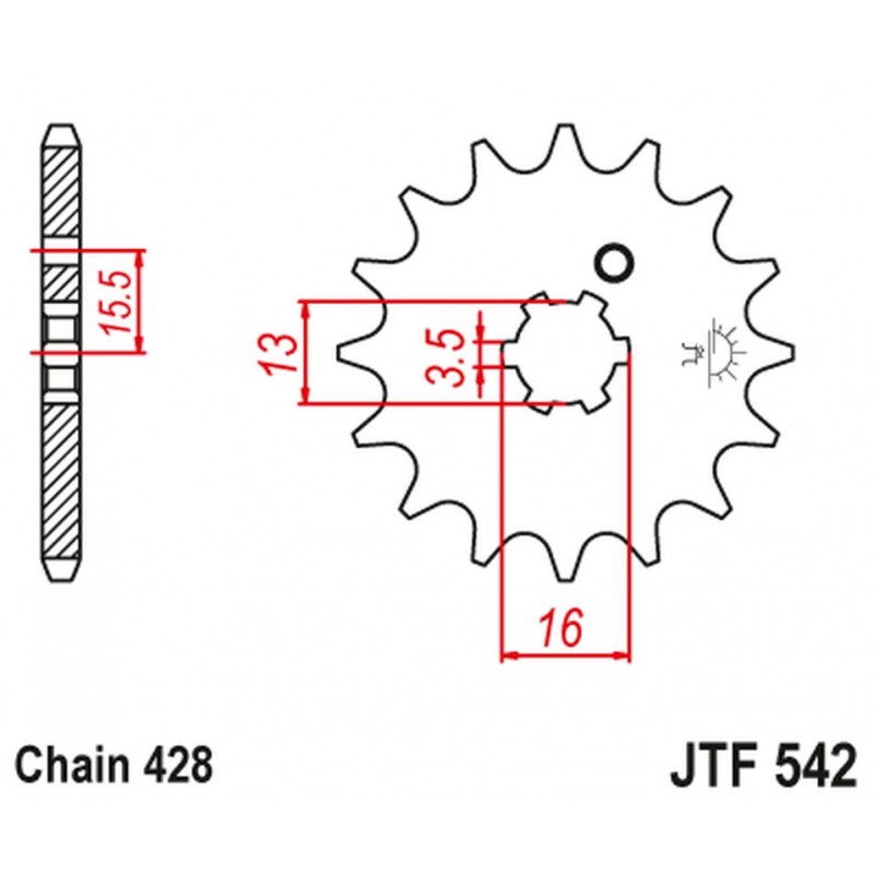 JT 2021/12 ZĘBATKA PRZEDNIA 542 14 YAMAHA DT 80 MX-S '83-84' (54214JT) (ŁAŃC. 428)