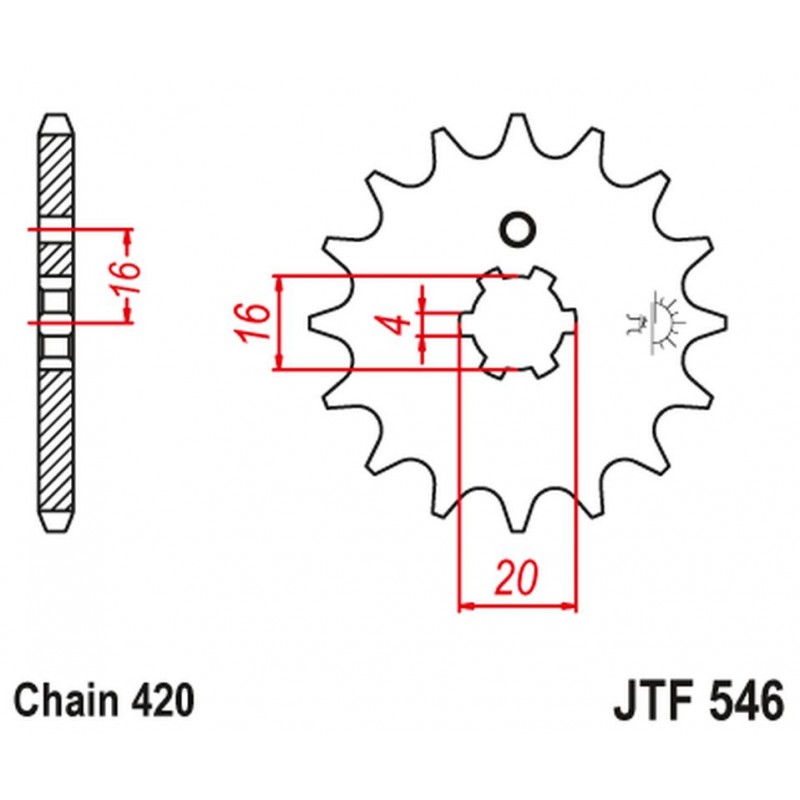 JT 2021/12 ZĘBATKA PRZEDNIA 560 16 KAWASAKI KX 65/80/85 (56016JT) (ŁAŃC. 420)