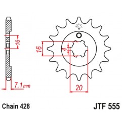 JT 2021/12 ZĘBATKA PRZEDNIA 555 13 YAMAHA DT 80 LC1/LC2 '83-'95, TZR 80 '92-'95 (55513JT) (ŁAŃC. 428)