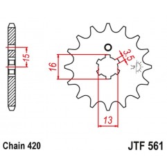 JT 2021/12 ZĘBATKA PRZEDNIA 415 14 YAMAHA RD 80 MX '81-82' (41514JT) (ŁAŃC. 420)