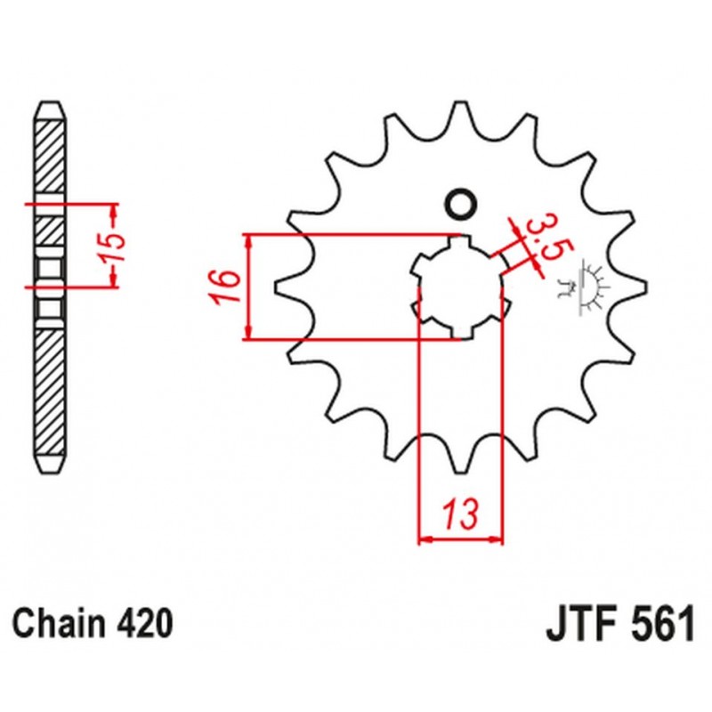 JT 2021/12 ZĘBATKA PRZEDNIA 415 14 YAMAHA RD 80 MX '81-82' (41514JT) (ŁAŃC. 420)