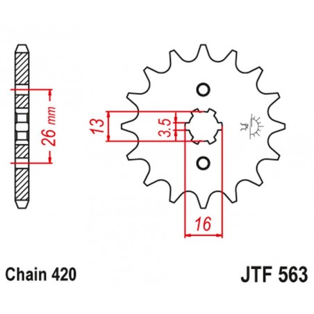 JT 2021/12 ZĘBATKA PRZEDNIA 415 16 SUZUKI TS 50, YAMAHA DT 50MX (41516JT) (ŁAŃC. 420)