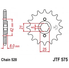 JT 2021/12 ZĘBATKA PRZEDNIA 575 14 YAMAHA XT 600 '83-'86, TT600, XT550 (57514JT) (ŁAŃC. 520)