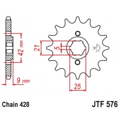 JT 2021/12 ZĘBATKA PRZEDNIA 576 17 YAMAHA XT 350 '85-00' (57617JT) (ŁAŃC. 428)