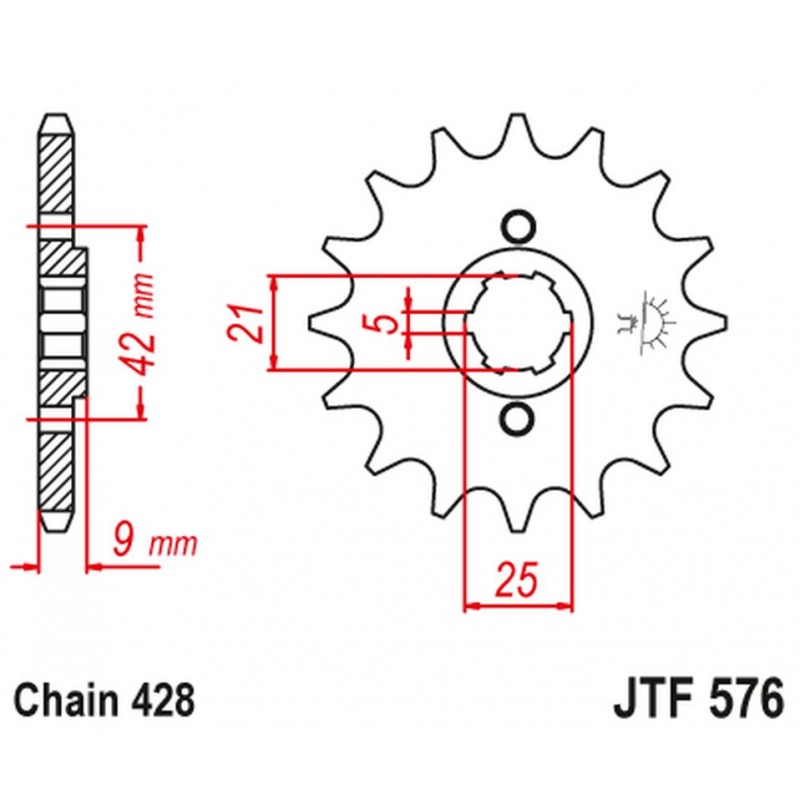 JT 2021/12 ZĘBATKA PRZEDNIA 576 17 YAMAHA XT 350 '85-00' (57617JT) (ŁAŃC. 428)