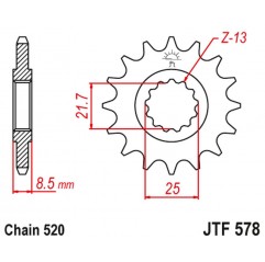 JT 2021/12 ZĘBATKA PRZEDNIA 585 14 KAWASAKI ZX-6R/RR '07-17, YAMAHA XTZ 750 '90-'98 (58514JT) (ŁAŃC. 520)