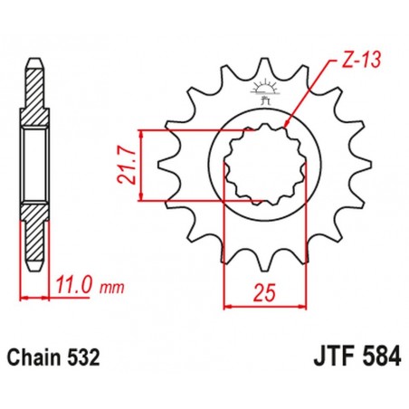JT 2021/12 ZĘBATKA PRZEDNIA 442 15 YAMAHA R6 '99-'05, FZR 1000 (44215JT) (ŁAŃC. 532)