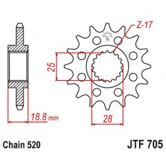 JT 2021/12 ZĘBATKA PRZEDNIA 2098 15 APRILIA 1000 RSV '98-09' (209815JT) (ŁAŃC. 520)