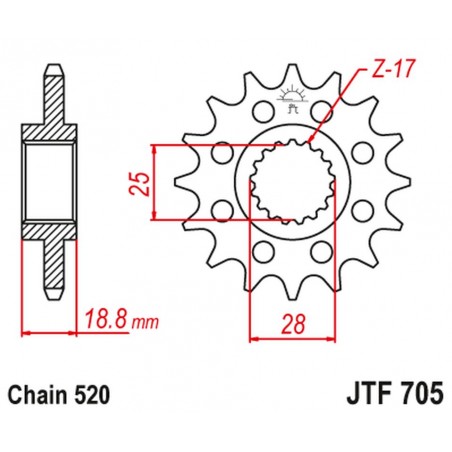 JT 2021/12 ZĘBATKA PRZEDNIA 2098 16 APRILIA 1000 RSV '98-09' (209816JT) (ŁAŃC. 520)