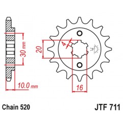 JT 2021/12 ZĘBATKA PRZEDNIA 720 12 CAGIVA 125 W8/FRECCIA/PLANET/MITO/RAPROR '85-10' (72012JT) (ŁAŃC.520)