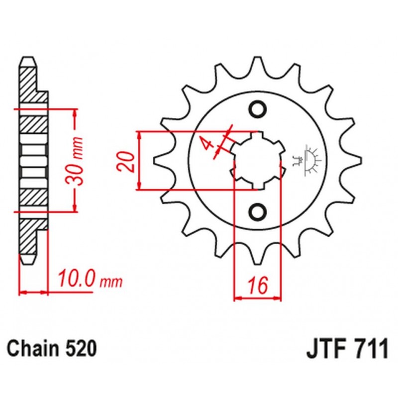 JT 2021/12 ZĘBATKA PRZEDNIA 720 12 CAGIVA 125 W8/FRECCIA/PLANET/MITO/RAPROR '85-10' (72012JT) (ŁAŃC.520)