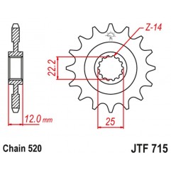 JT 2021/12 ZĘBATKA PRZEDNIA 2102 12 GAS GAS EC 125/200/250/300/400/450/515 '00-18' (210212JT) (ŁAŃC.520)