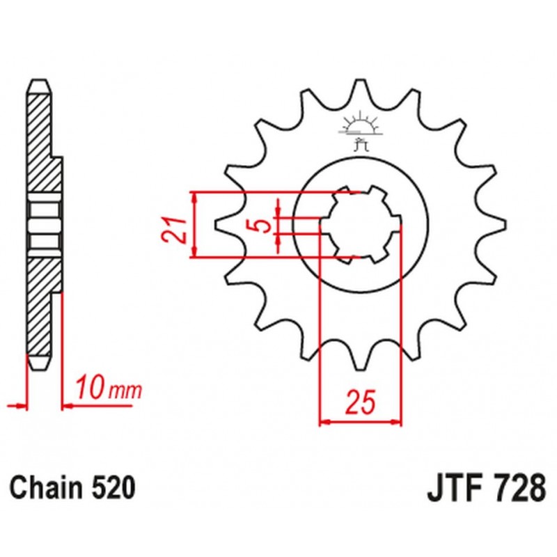 JT 2021/12 ZĘBATKA PRZEDNIA 726 16 CAGIVA 500/600 RIVER, CANYON W 16 (72616JT) (ŁAŃC. 520)