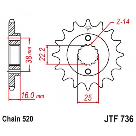 JT 2021/12 ZĘBATKA PRZEDNIA 490 13 DUCATI MONSTER 600/750/900 (49013JT) (ŁAŃC. 520)