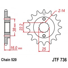 JT 2021/12 ZĘBATKA PRZEDNIA 490 16 DUCATI MONSTER 600/750/900 (49016JT) (ŁAŃC. 520)