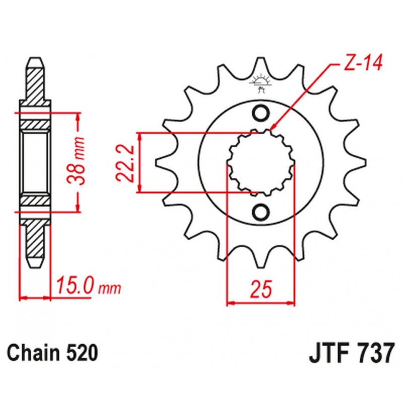 JT 2021/12 ZĘBATKA PRZEDNIA 7001 14 DUCATI 907 PASO SPORTS '90-'93 (700114JT) (ŁAŃC. 520)