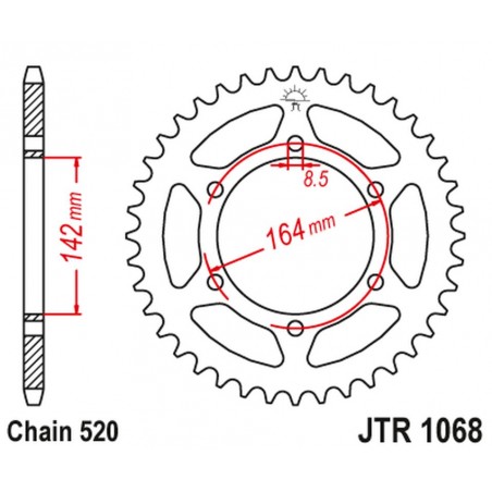 JT 2021/12 ZĘBATKA TYLNA 4538 46 HYOSUNG GT 250 '04-15' (453846JT) (ŁAŃC. 520)