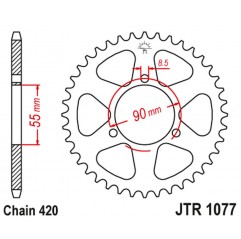 JT 2021/12 ZĘBATKA TYLNA 4575 47 RIEJU 50 RS2 MATRIX/PRO '03-09' NAKED '04-09 (457547JT) (ŁAŃC.420)