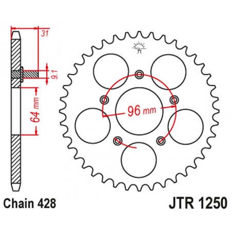 JT 2021/12 ZĘBATKA TYLNA JTR1250 48 HONDA NX 125 '89-90' (JTR1250.48)*(ŁANC428)