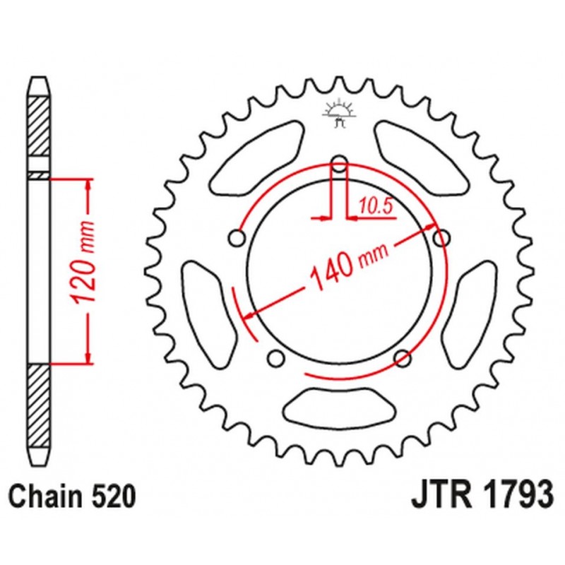 JT 2021/12 ZĘBATKA TYLNA 4397 42 TRIUMPH 865 BONEVILLE/THRUXTON '15-'16, SCRAMBLER '16-'17 (439742JT) (ŁAŃC. 520)