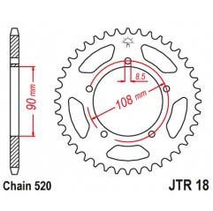 JT 2021/12 ZĘBATKA TYLNA 1515 43 MUZ 660 SCORPION '95-02', APRILIA 125 TUAREG '87' (151543JT) (ŁAŃC.520)