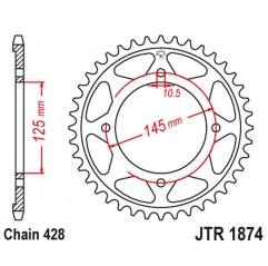 JT 2021/12 ZĘBATKA TYLNA 4482 56 YAMAHA XVS 125 DRAG STAR '00-04, XVS 250 DRAG STAR '01-04' (448256JT) (ŁAŃC. 428)