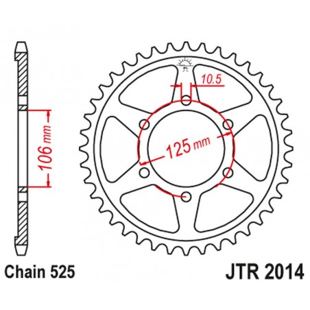 JT 2021/12 ZĘBATKA TYLNA 4529 39 TRIUMPH 675 '06-'16 (452939JT) (ŁAŃC. 525)