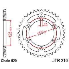 JT 2021/12 ZĘBATKA TYLNA 289 43 HONDA CRF 230 '09-10,XR 250 '96-07, XR 400 '96-04 (28943JT) (ŁAŃC. 520)