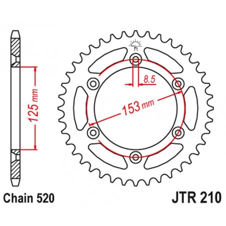 JT 2021/12 ZĘBATKA TYLNA 289 43 HONDA CRF 230 '09-10,XR 250 '96-07, XR 400 '96-04 (28943JT) (ŁAŃC. 520)