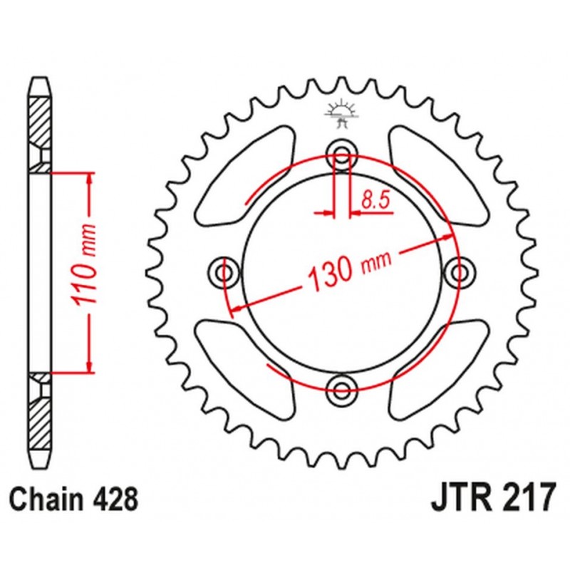 JT 2021/12 ZĘBATKA TYLNA 249 49 HONDA CR80 '86-02', CR85 '03-07' (24949JT) (ŁAŃC.428)